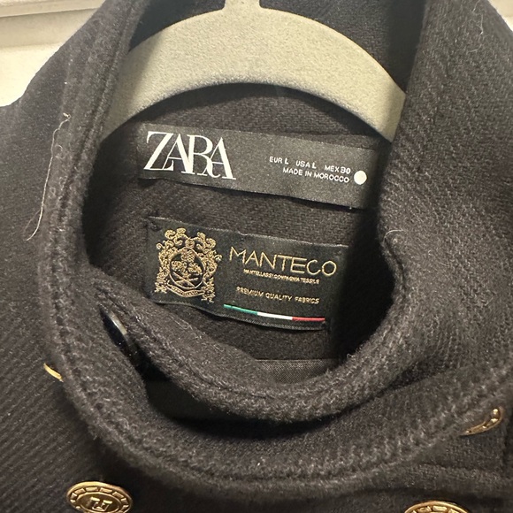 Zara  MANTECO Black Coat with Gold Button Detail - Picture 4 of 6